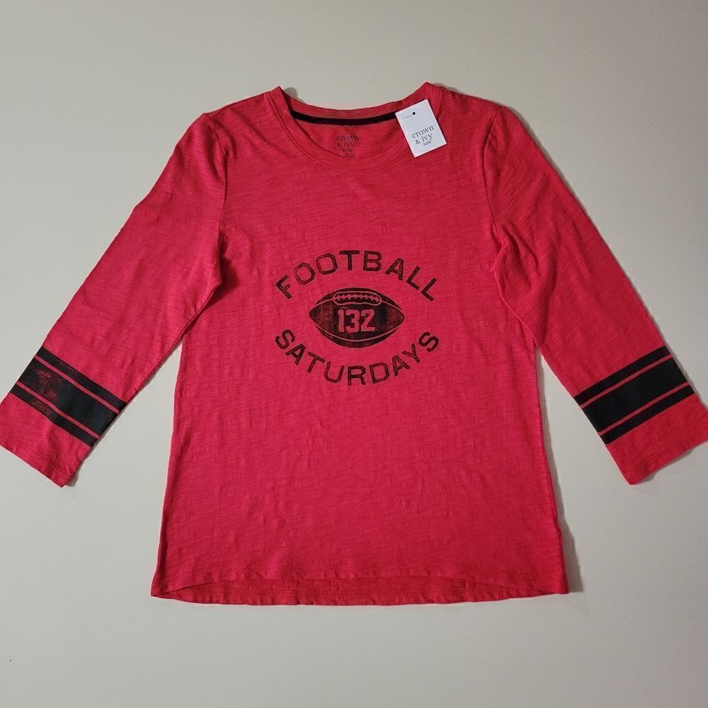 Crown & Ivy™ Girls Red Football Saturdays Graphic Tee